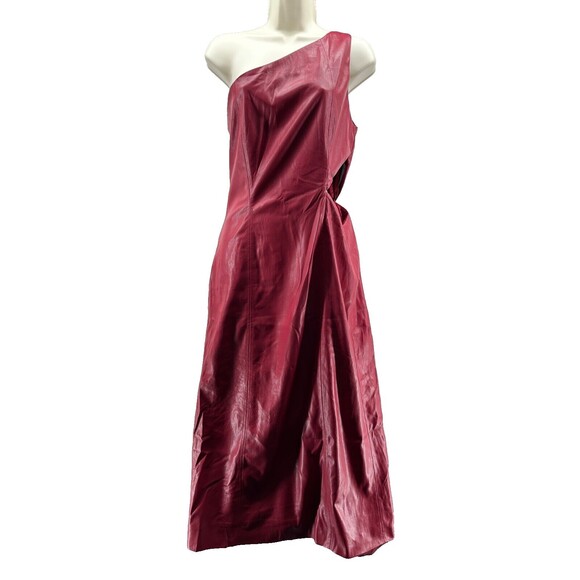 House Of Harlow 1960 Bordeaux Dress Size M Red Vegan Leather Midi Cut Out NWT - Picture 5 of 15